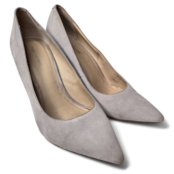 Pour La Victoire Grey Suede Heels Women's Grey Chunky Heel Evening Dressy 9 - Picture 1 of 10